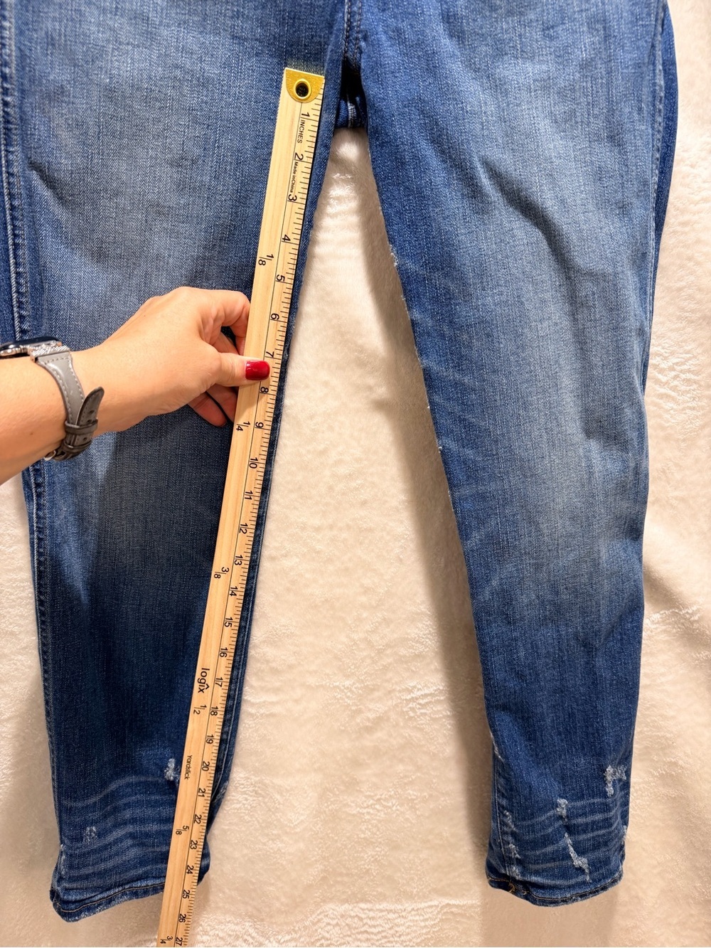 Madewell High Rise Slim Straight Jeans Distressed Button Front Blue Denim 27 - Picture 9 of 15